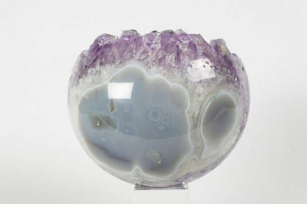 Amethyst Geode Sphere with Blue Agate Back View at Mystical Earth Gallery $469
