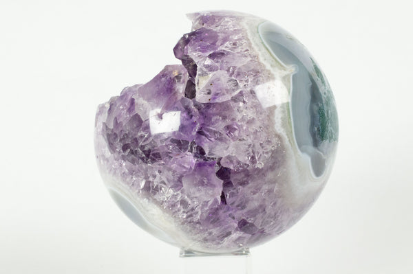 Amethyst Geode Sphere with Blue Agate Side View #2 at Mystical Earth Gallery $469