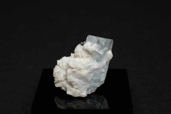 Aquamarine Crystal with Black Tourmaline and Creamy-White Albite Sheaves (Front View #4) for $189.99 at Mystical Earth Gallery