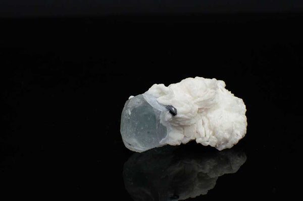 Aquamarine Crystal with Black Tourmaline and Creamy-White Albite Sheaves (Laying Flat View #8) for $189.99 at Mystical Earth Gallery