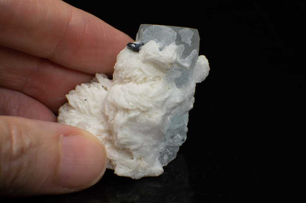 Aquamarine Crystal with Black Tourmaline and Creamy-White Albite Sheaves (Size Example) for $189.99 at Mystical Earth Gallery