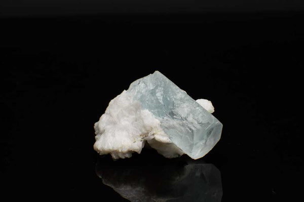 Aquamarine Crystal with Black Tourmaline and Creamy-White Albite Sheaves (Laying Flat View #1) for $189.99 at Mystical Earth Gallery