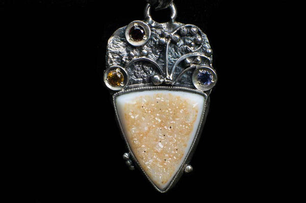Alena Zena Citrine Druzy Pendant (Close Up Front View) for $279 at Mystical Earth Gallery