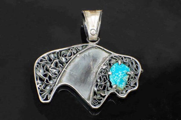Alena Zena Turquoise Buffalo Pendant (Back View) for $299 at Mystical Earth Gallery