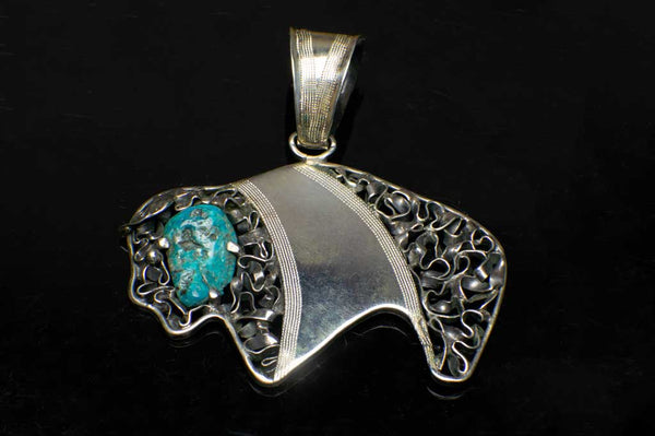 Alena Zena Turquoise Buffalo Pendant (Front View) for $299 at Mystical Earth Gallery