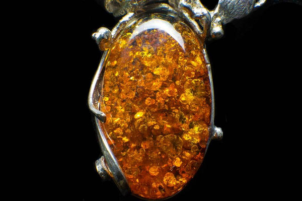 Alena Zena Baltic Amber with Faceted Aquamarine & Peridot Pendant for $259 at Mystical Earth Gallery (Close Up Amber View)