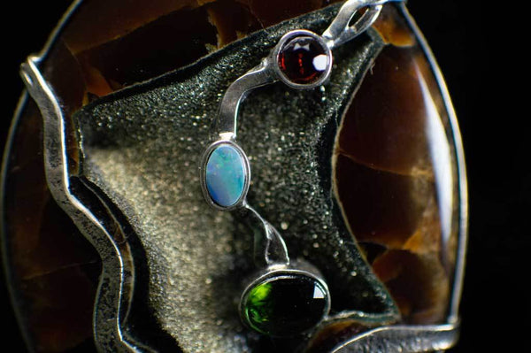 Alena Zena Simbercite with Australian Opal Pendant (Close Up View #1) for $349 at Mystical Earth Gallery
