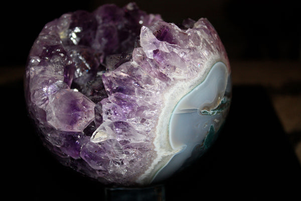 Amethyst Geode Sphere with Blue Agate #6 View at Mystical Earth Gallery $469