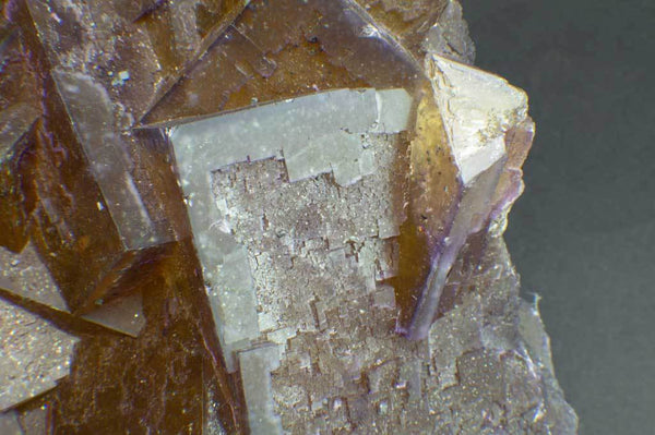 Golden Cubic Fluorite with Purple Edging for $2699 at Mystical Earth Gallery (Close Up View Cubic Edging #4)