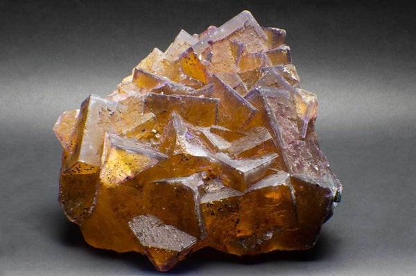 Golden Cubic Fluorite with Purple Edging for $2699 at Mystical Earth Gallery (Full View)